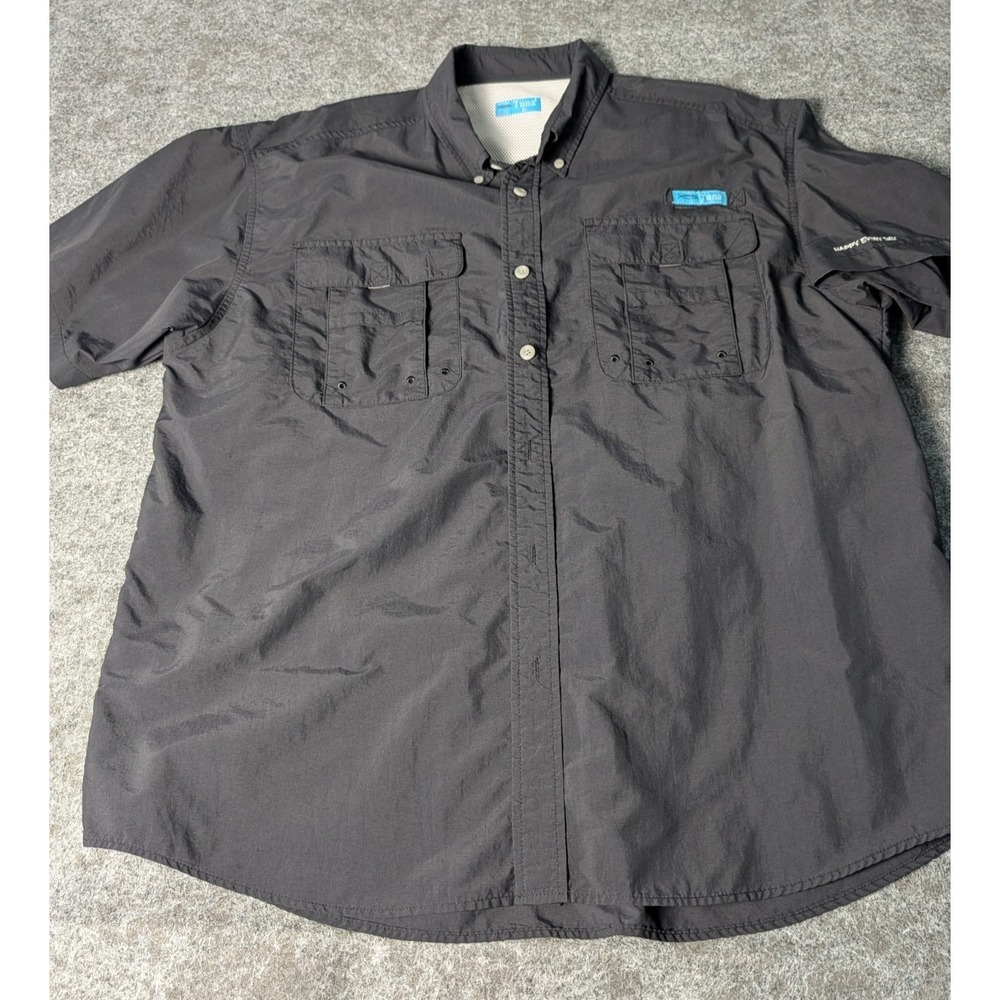 Tuna Men's Fishing Short Sleeve Shirt Size XL Black "Happy Every Day"